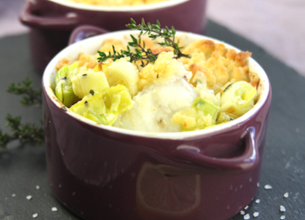 Crumble de lotte aux poireaux
