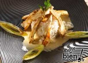 Émincé de poulette et riz, crème de munster