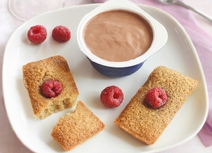 Velours de Crème Chocolat et ses financiers framboises