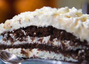 Gâteau au chocolat, caramel et mascarpone