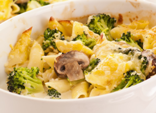 Gratin de penne au brocolis et au râpé 3 Saveurs Président 