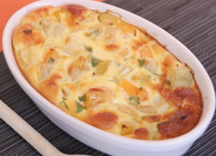 Gratin d'artichauts aux abricots et verveine