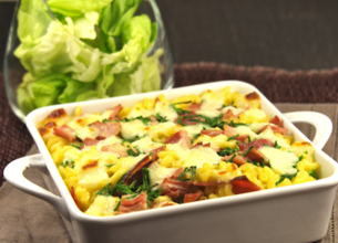 Gratin de pâtes, jambon et mozzarella