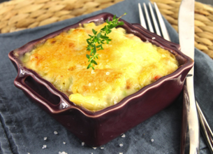 Gratin de macaronis au jambon et aux 3 fromages