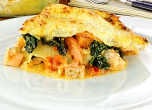 Lasagnes d'épinards aux deux truites