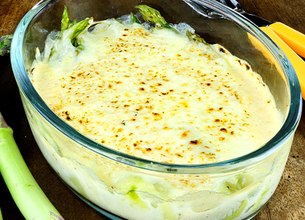 Gratin d'asperges au Cantal