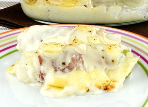 Gratin de poireaux au Saint-Nectaire