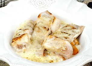 Râbles de lapin gratinés aux carottes