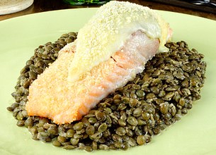 Pavé de saumon aux lentilles