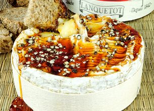 Camembert tiède au caramel poivré