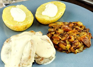 Escalopines de porc aux endives caramélisées