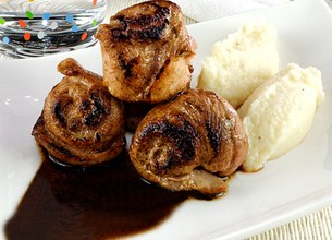 Aiguillettes de canard, purée de celeri