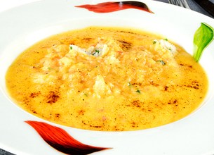 Gratin de tourteaux au poivron rouge et herbes
