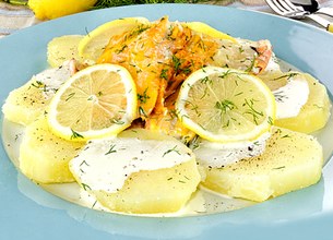 Haddock poché sauce crème