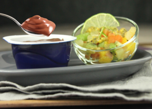 Minestrone de fruits exotiques et Velours de crème La Laitière