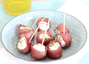 Mini mozzarella au jambon cru