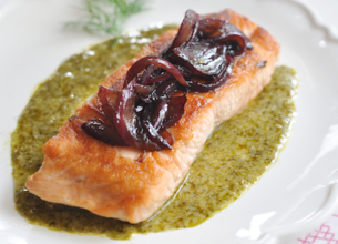 Minute de saumon au petit pesto d'aneth
