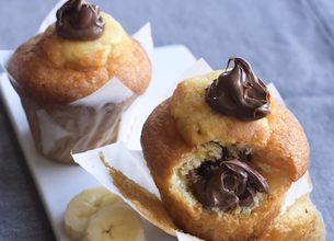 Muffin banane coeur de pâte à tartiner