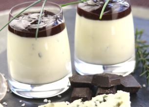 Panna cotta au Roquefort, ganache chocolat