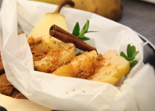 Papillote de poires aux spéculoos