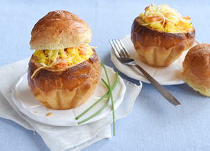 Brioches salées aux oeufs et saumon 