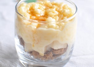 Riz au lait express , spéculoos et confiture de lait