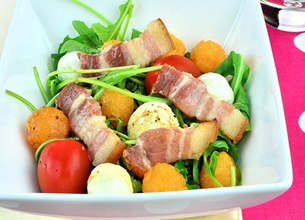 Salade de roquettes, chèvre et melon