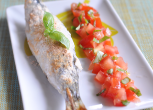 Sardines de parmesan en sucette, tartare de tomates