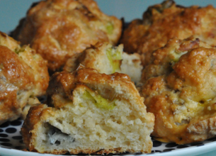 Scones salés aux poireaux et au Président Le Bleu