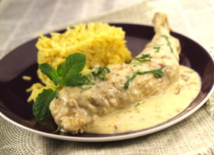 Tandoori de poulet, riz au curry