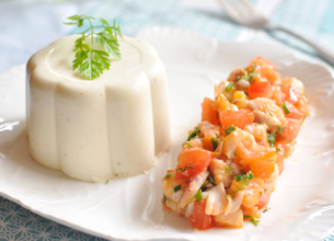 Tartare de poisson fumé aux herbes et son bavarois