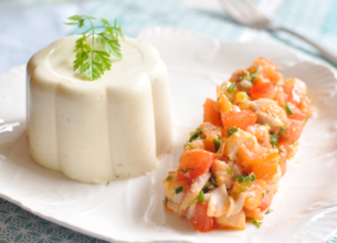 Tartare de poissons fumés aux herbes et son bavarois