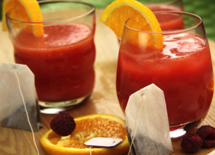 Thé glacé framboises et oranges