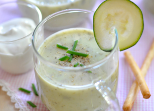 Velouté de courgettes, Roquefort et ciboulette