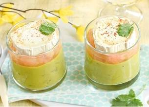 Verrines avocat pamplemousse au chèvre