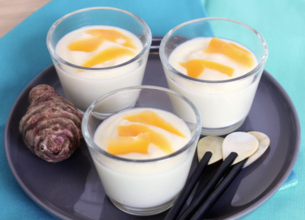 Verrines de crème de topinambours à la mimolette