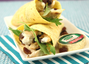 Wraps de poulet au Société Crème et aux raisins secs