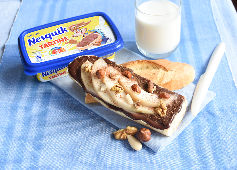 Recette de Tartines au Nesquik et poires