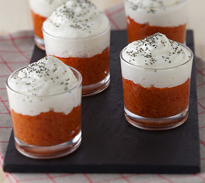 Recette de Verrines tapenade de tomate et chantilly au Société Crème 